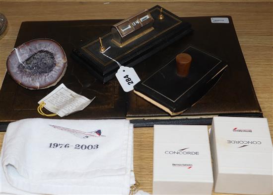 Concorde ephemera and miscellaneous items, including two pairs of boxed napkin rings
